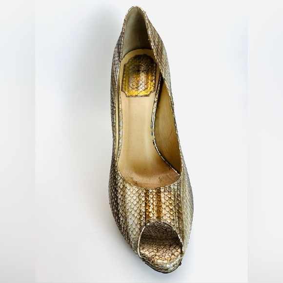 Christian Dior Platinum Snake Skin Peep-toe Heels 36 - Picture 11 of 15